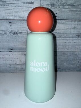 Alora Mood Mint & Coral Water Bottle Stainless Steel Retro Look NEW